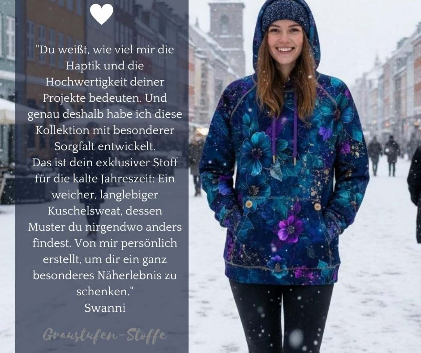 Velvet-Kollektion: Saphir-Reflexion I Kuschelsweat mit Überbreite